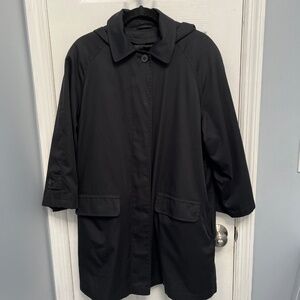 London Fog Women's Coat Size medium Black Hooded Full Zip Lined removable liner